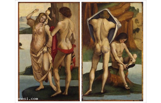 Donna con bambino e nudi virili